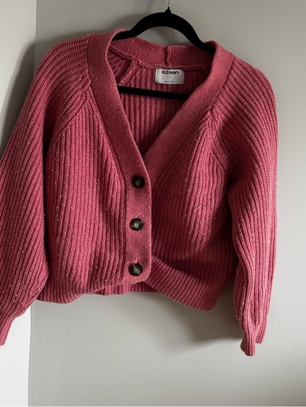 Old Navy Rose Pink Chunky Ribbed Button Cardigan